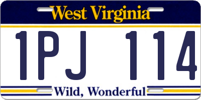 WV license plate 1PJ114