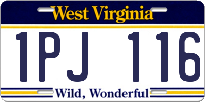 WV license plate 1PJ116