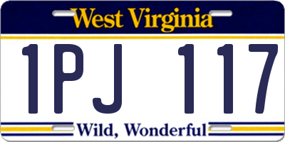 WV license plate 1PJ117