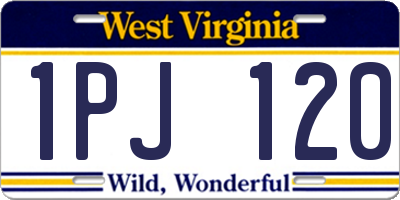 WV license plate 1PJ120