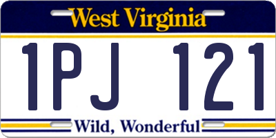 WV license plate 1PJ121