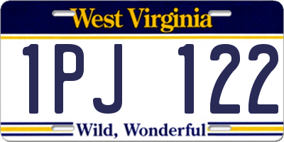 WV license plate 1PJ122