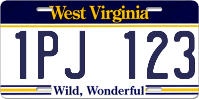 WV license plate 1PJ123
