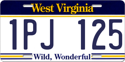 WV license plate 1PJ125