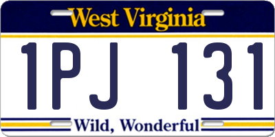 WV license plate 1PJ131