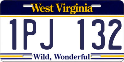 WV license plate 1PJ132