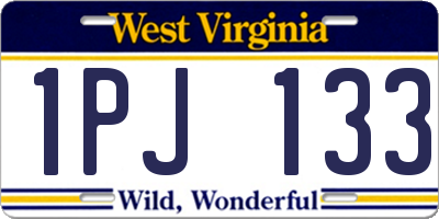 WV license plate 1PJ133