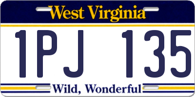 WV license plate 1PJ135