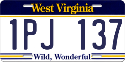 WV license plate 1PJ137