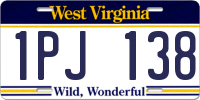 WV license plate 1PJ138