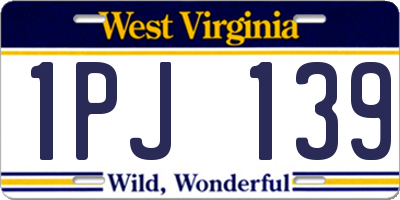 WV license plate 1PJ139