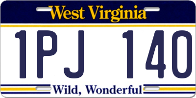 WV license plate 1PJ140