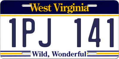WV license plate 1PJ141