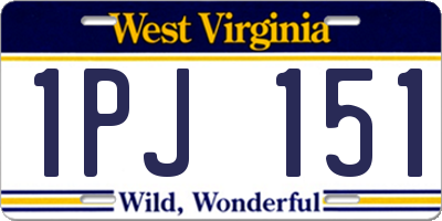WV license plate 1PJ151