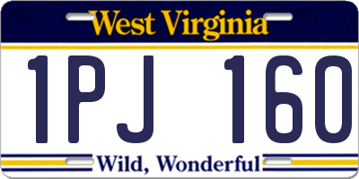 WV license plate 1PJ160