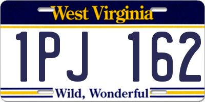 WV license plate 1PJ162
