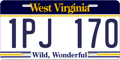 WV license plate 1PJ170