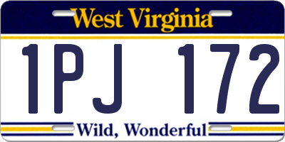 WV license plate 1PJ172
