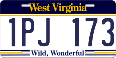 WV license plate 1PJ173