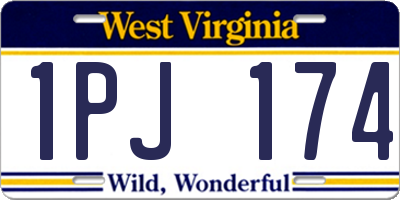 WV license plate 1PJ174