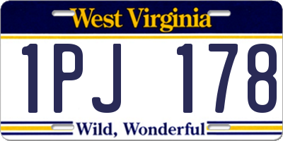 WV license plate 1PJ178