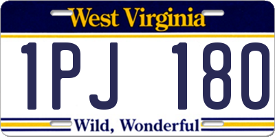 WV license plate 1PJ180