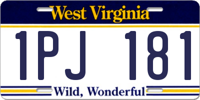 WV license plate 1PJ181