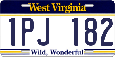 WV license plate 1PJ182
