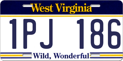 WV license plate 1PJ186