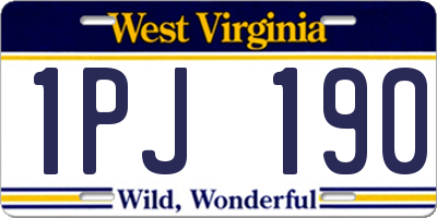 WV license plate 1PJ190