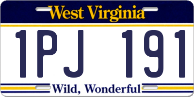 WV license plate 1PJ191