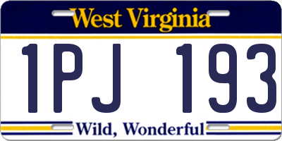 WV license plate 1PJ193