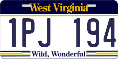 WV license plate 1PJ194