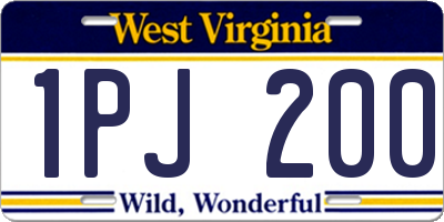 WV license plate 1PJ200