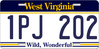 WV license plate 1PJ202