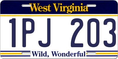 WV license plate 1PJ203