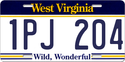 WV license plate 1PJ204