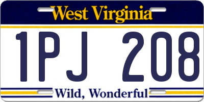 WV license plate 1PJ208