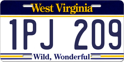 WV license plate 1PJ209
