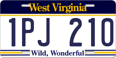 WV license plate 1PJ210