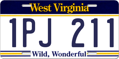 WV license plate 1PJ211
