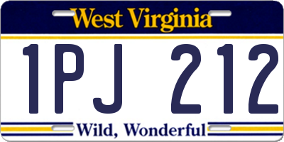 WV license plate 1PJ212