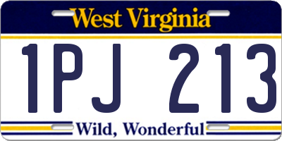 WV license plate 1PJ213