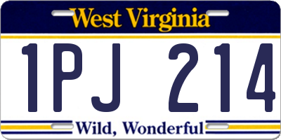 WV license plate 1PJ214