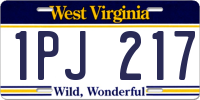 WV license plate 1PJ217
