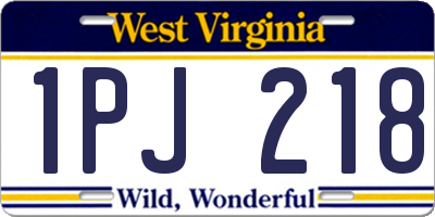 WV license plate 1PJ218
