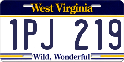 WV license plate 1PJ219