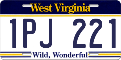 WV license plate 1PJ221
