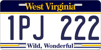 WV license plate 1PJ222