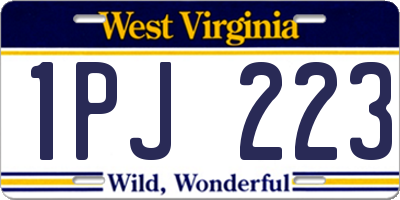 WV license plate 1PJ223